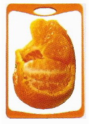 Разделочная доска с антимикробной защитой Microban (Майкробан) серия "Малая с рисунком", цвет : оранжевый Размер: 200мм. х 290мм. рис "Апельсин"